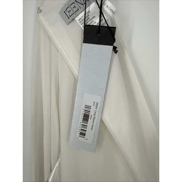 Mac Duggal Size 6 White 26554 Long Sleeve Wrap Jersey Slit Gown Dress Wedding - Picture 12 of 12